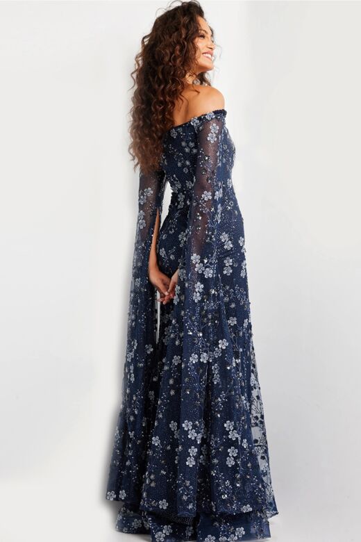 Jovani 26330 Floor-Length Sleeves Floral Dress