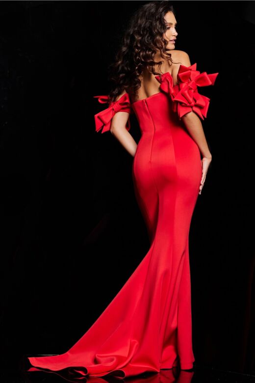 Jovani 36997 Bow Sleeves Off The Shoulder Dress