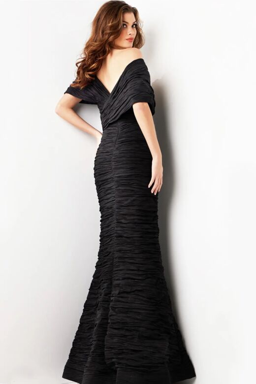Jovani 38954 Off The Shoulder Crinkle Dress