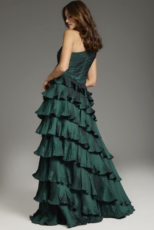 Jovani 37065 Layered Skirt One Shoulder Dress