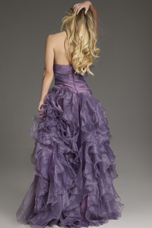 Jovani 38236 Ruffle Skirt Drop Waist Strapless Dress