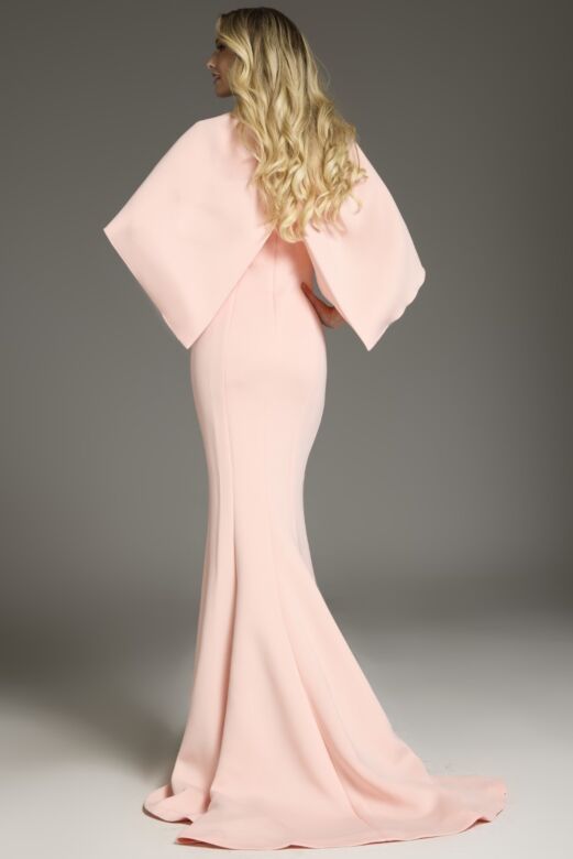 Jovani 38822 Cape Sleeves Jewel Neckline Dress