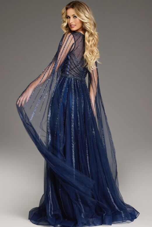 Jovani 40629 Floor-Length Sleeves Embellished Dress