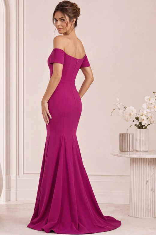 Jovani 43370 Draped Skirt Off-The-Shoulder Scoop Neck Dress