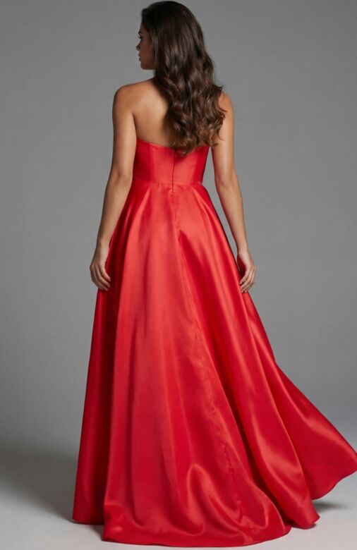 Jovani 44180 Sweetheart Neck Satin Overskirt Dress