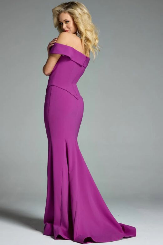 Jovani 44861 Basque Waist Off-The-Shoulder Sweetheart Neck Dress