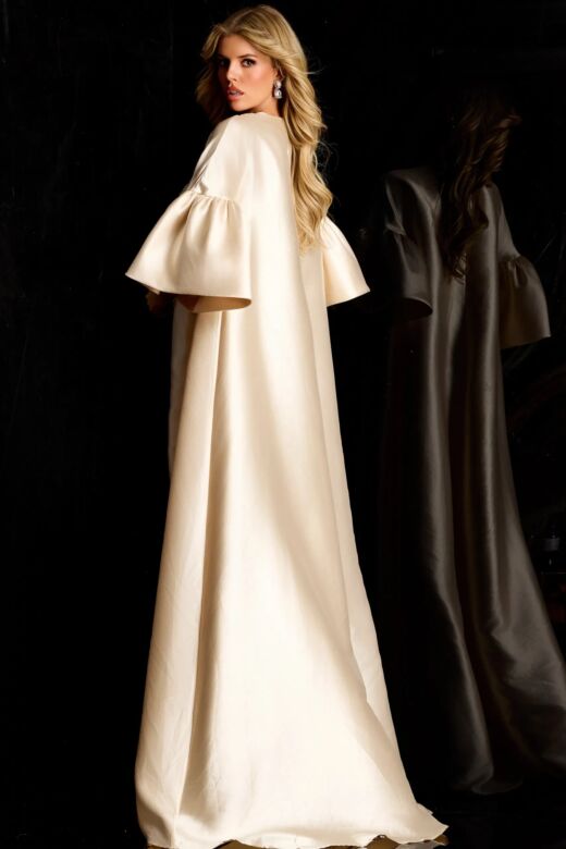Jovani 42159 Cape Jacket Plunging Neck Dress