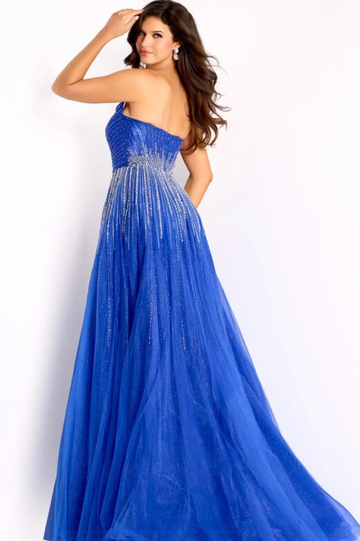 Jovani 45649 Scoop Neckline Embellished Glitter Dress