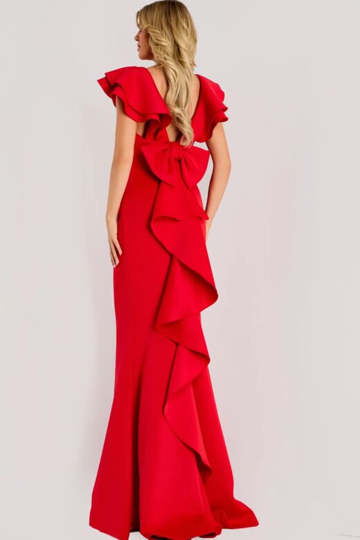 Jovani 47844 Ruffle Sleeves Square Neck Dress