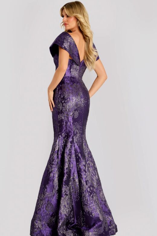 Jovani 48110 Collar Neck Brocade Mermaid Dress