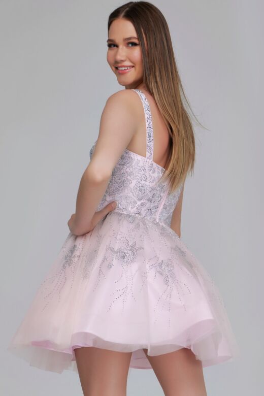 Jovani K22943 Square Neckline Floral Embellished Dress