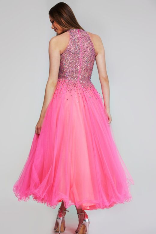 Jovani K38284 Halter Neckline Beaded Top Dress