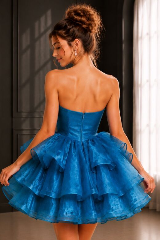 Jovani K39312 Layered Skirt Glitter Top Dress