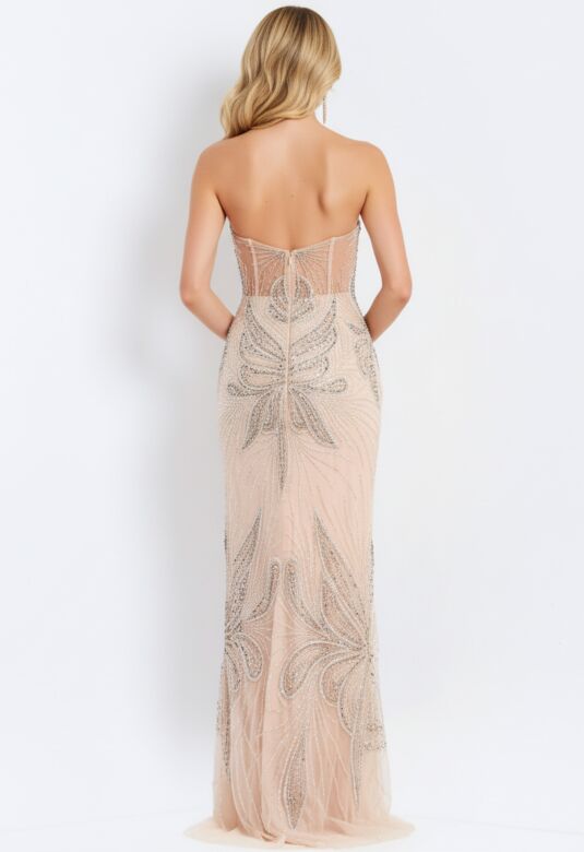 Jovani 38812 High Slit Illusion Bodice Beaded Dress