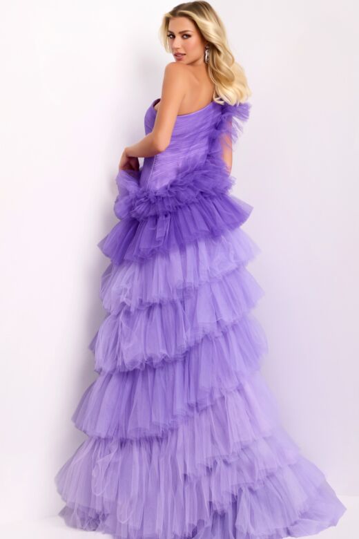 Jovani 40220 Asymmetric Waist Tiered Ruffle Skirt Dress