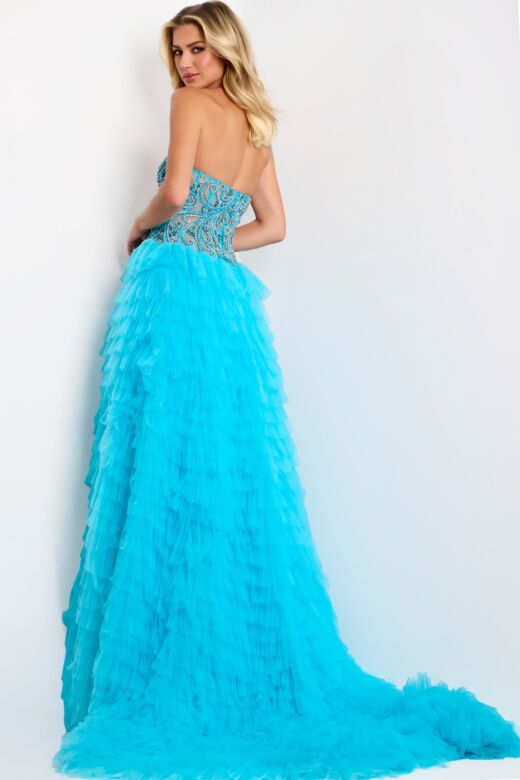 Jovani 42958 Ruffle Skirt Strapless Beaded Dress