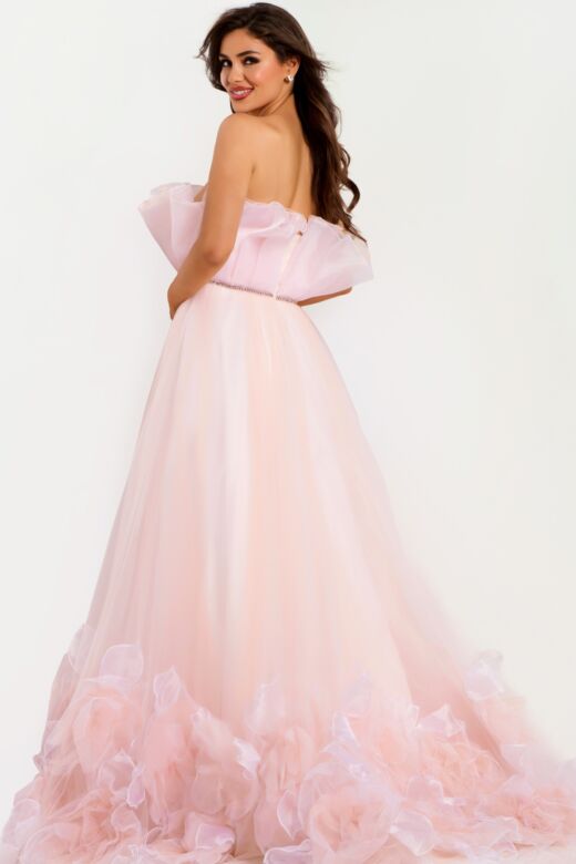 Jovani 44391 Ruffle Hem Crumbcatcher Neck Dress