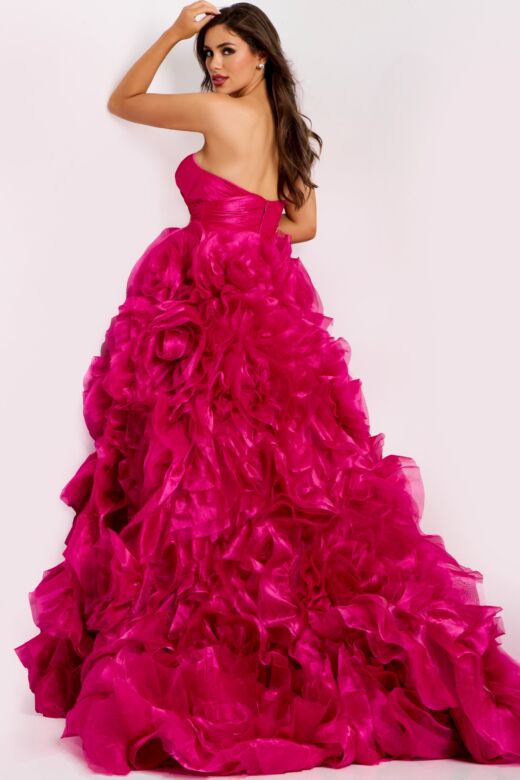 Jovani 45495 Ruffle Skirt Sweetheart Neck Dress