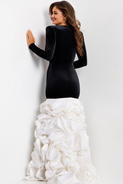 Jovani 47204 Long Sleeve Ruffle Skirt Dress