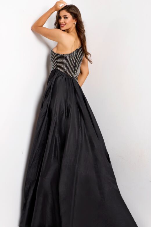 Jovani 47783 Beaded Bodice One-Shoulder Overskirt Romper