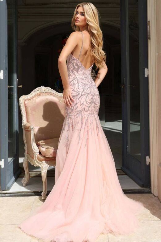 Jovani S62456 Plunging Neck Spaghetti Strap Dress