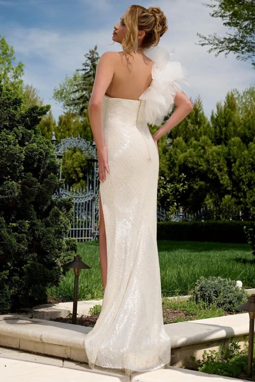 Jovani 39617 Ruffle Strap Sequin Dress