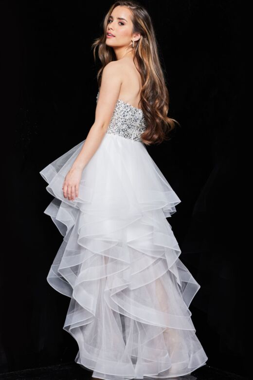 Jovani K05916 Beaded Bodice Ruffle High Low Dress