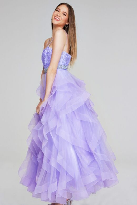 Jovani K23519 Ruffle Skirt Beaded Waist Dress