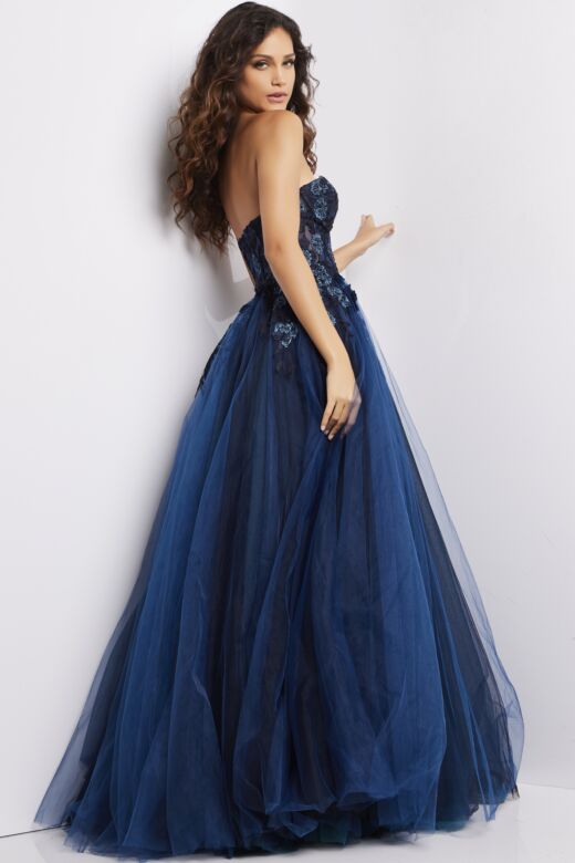 Jovani 23641 Floral Corset Strapless Dress