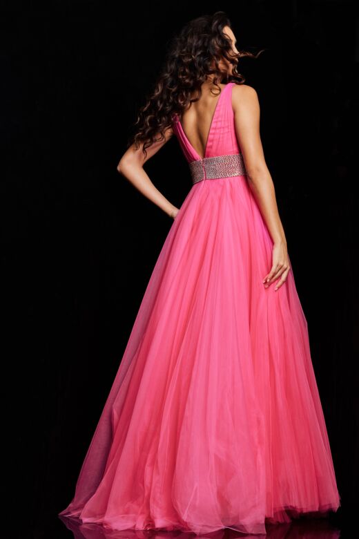 Jovani 24564 Beaded Waist High Slit Dress