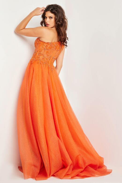 Jovani 25688 Embroidered Bodice One Shoulder Dress