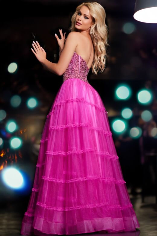 Jovani 26011 Ruffle Skirt Beaded Corset Dress