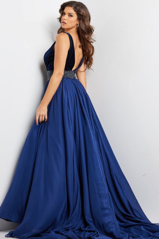 Jovani 26201 Beaded Waist Plunging Neckline Dress