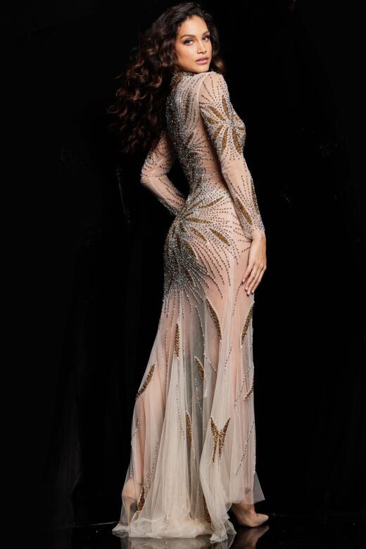 Jovani 26257 High Neck Illusion Dress