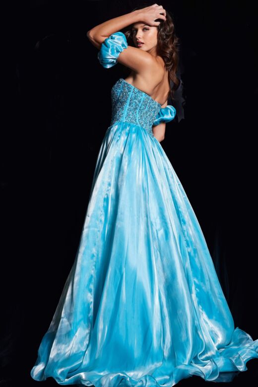 Jovani 36591 Detached Sleeves Beaded Corset Dress