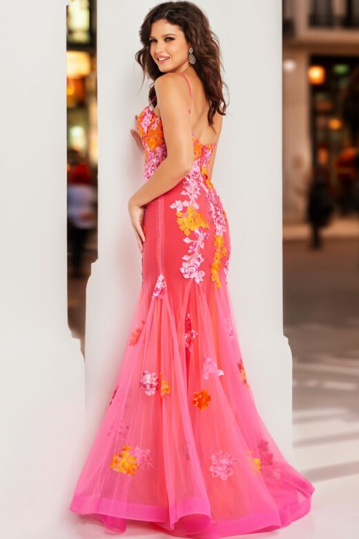 Jovani 36843 Godet Skirt Embroidered Dress