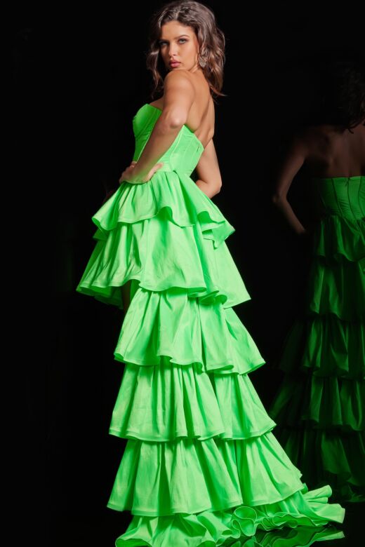 Jovani 36983 Ruffle Skirt High Low Dress
