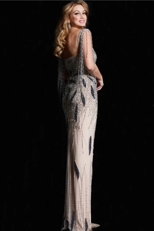 Jovani 37073 Two-Way Strap Embellished Dress