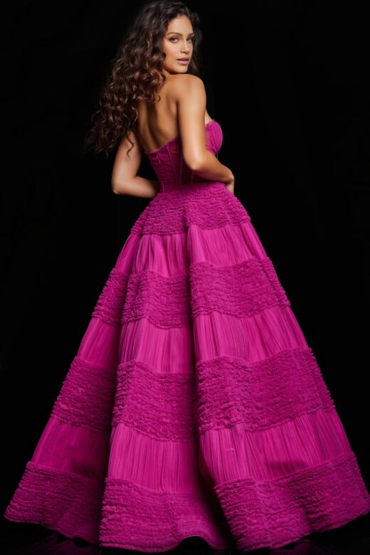 Jovani 37157 Sheer Corset Ruffle Dress