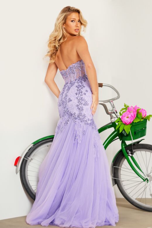 Jovani 37249 Sheer Corset Strapless Sweetheart Dress
