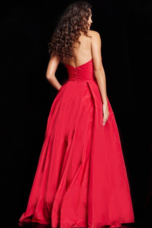 Jovani 37266 Strapless Sweetheart 3D Floral Dress