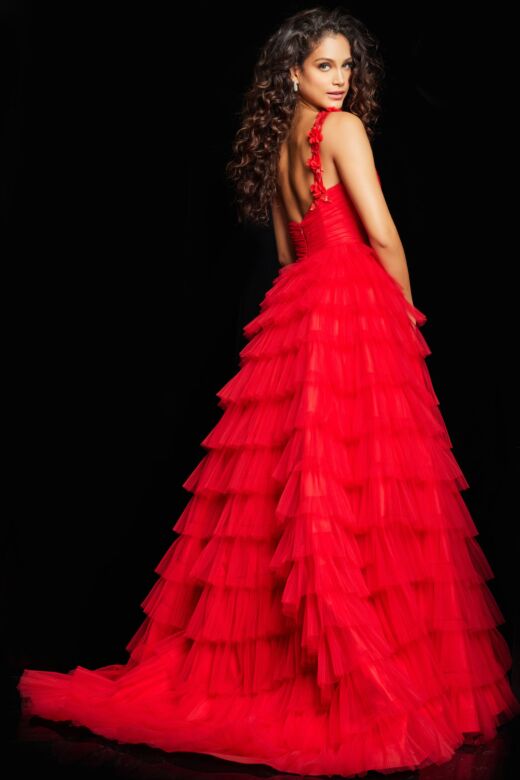Jovani 37274 Ruffle Skirt One Strap Dress