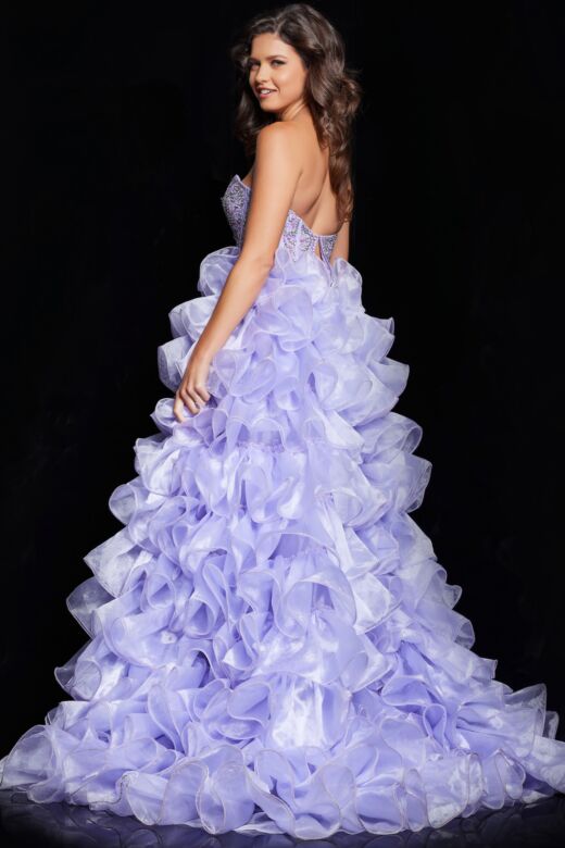 Jovani 37322 Ruffle Skirt Beaded Corset Dress