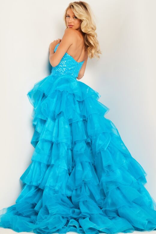 Jovani 37689 Ruffle Overskirt Sequin Dress