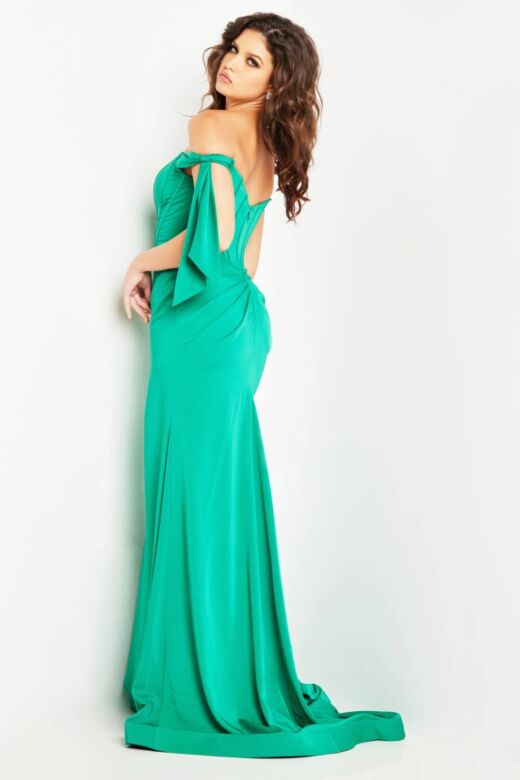Jovani 38197 Bow Straps Corset Bodice Dress