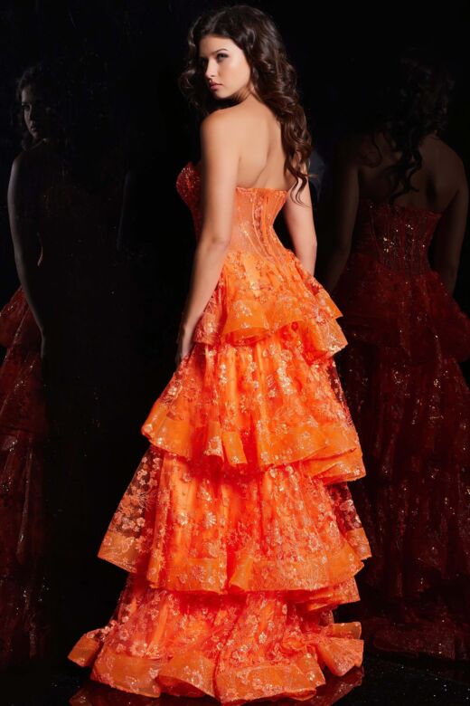 Jovani 38528 Layered Skirt Illusion Corset Dress