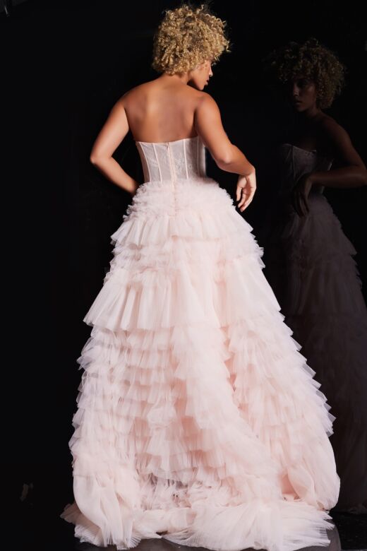 Jovani 38540 Ruffle Skirt Lace Corset Dress