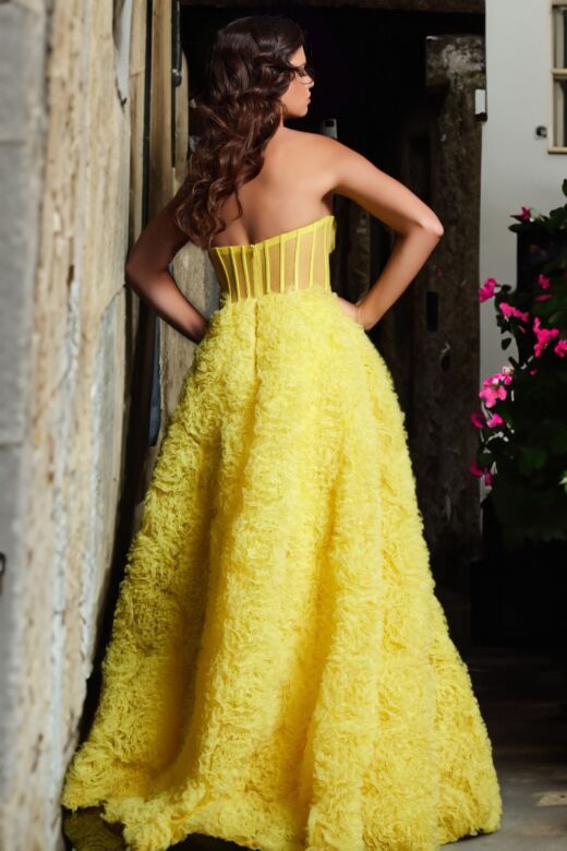 Jovani 38674 Ruffle Skirt Illusion Bodice Dress