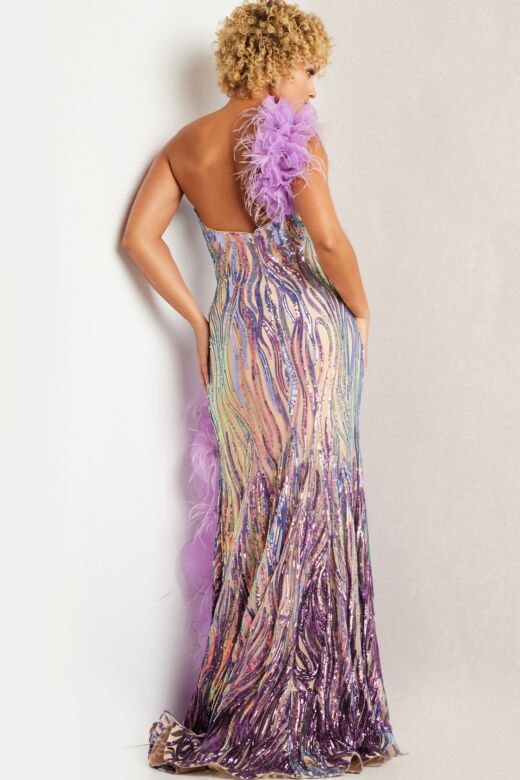 Jovani 38678 Ruffle Slit One Strap Dress