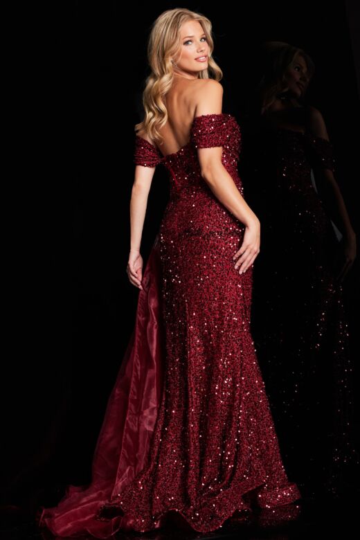 Jovani JVN24596 Side Tail Sequin Dress